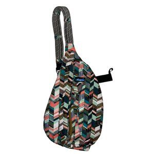 Kavu Multicolor Rope Sling Crossbody Backpack Bag - Coastal Blocks Pattern
